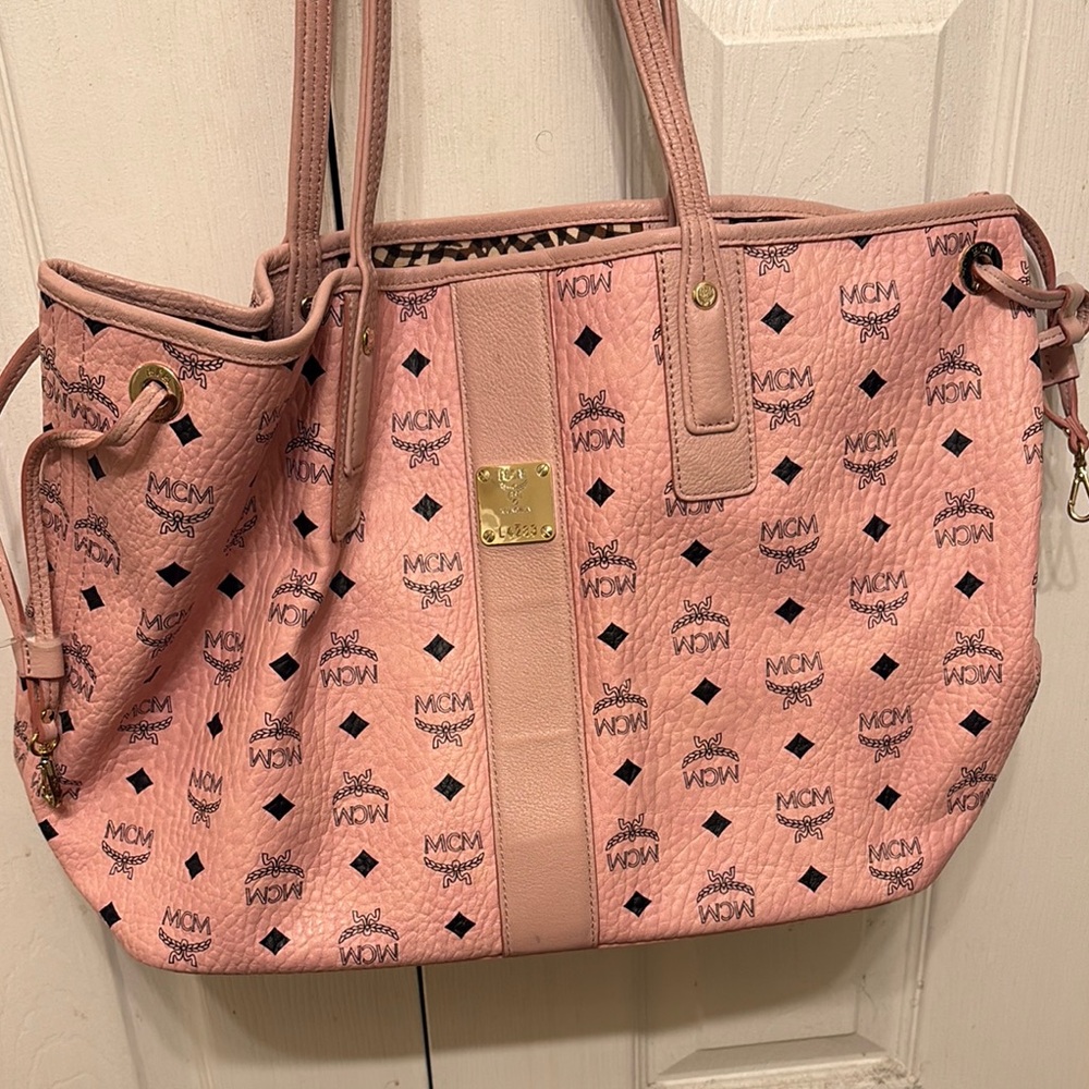MCM Pink Iconic Pattern Tote Bag